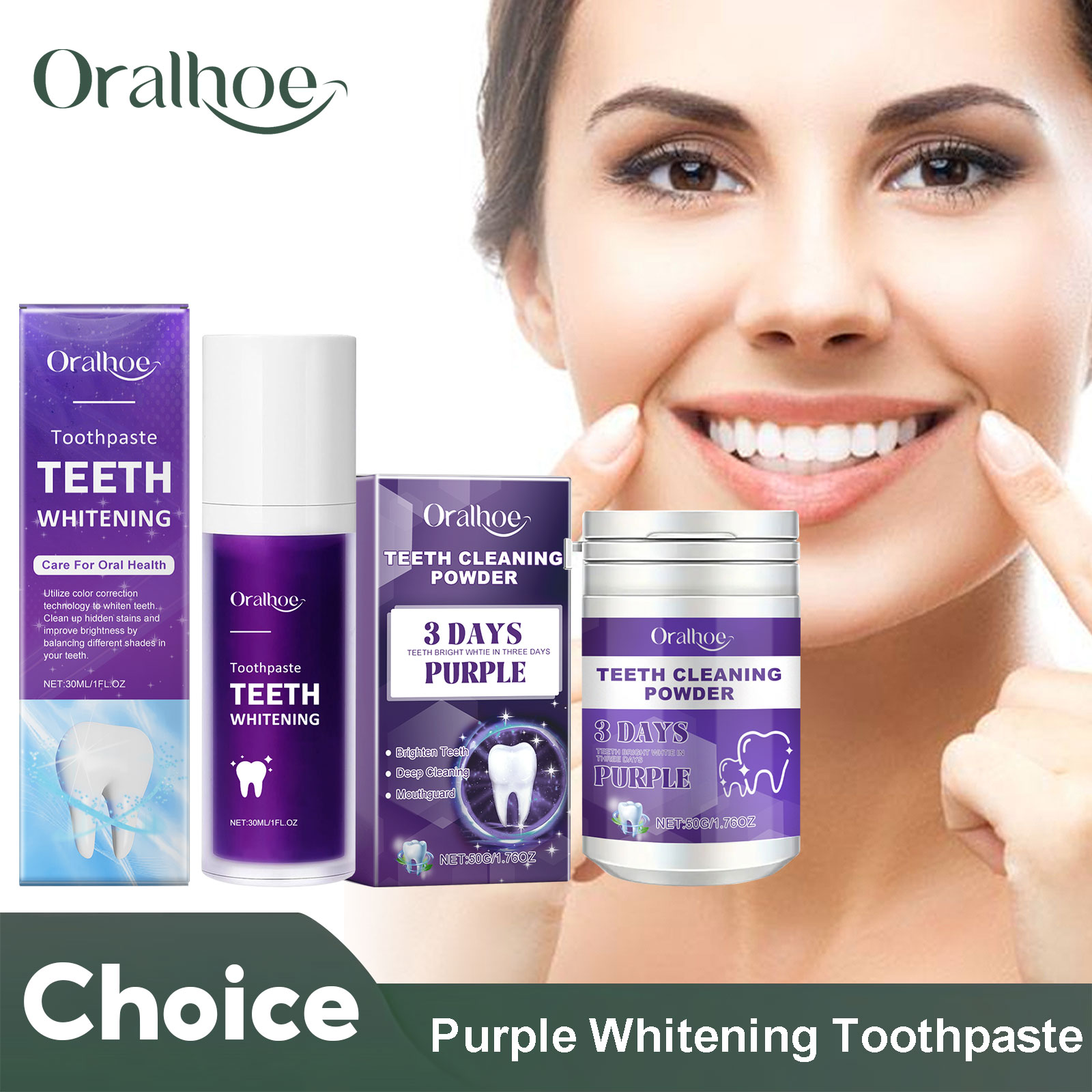 Teeth Whitening Hismile - Purple Corrector Teeth Whitening Toothpaste Deep