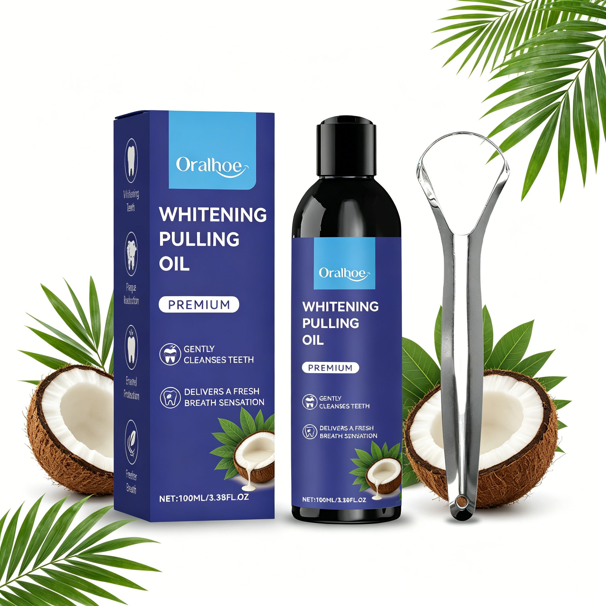 Coconut Oil Pull - Coconut Minty Oil Pulling Mouthwash Alcohol-Free