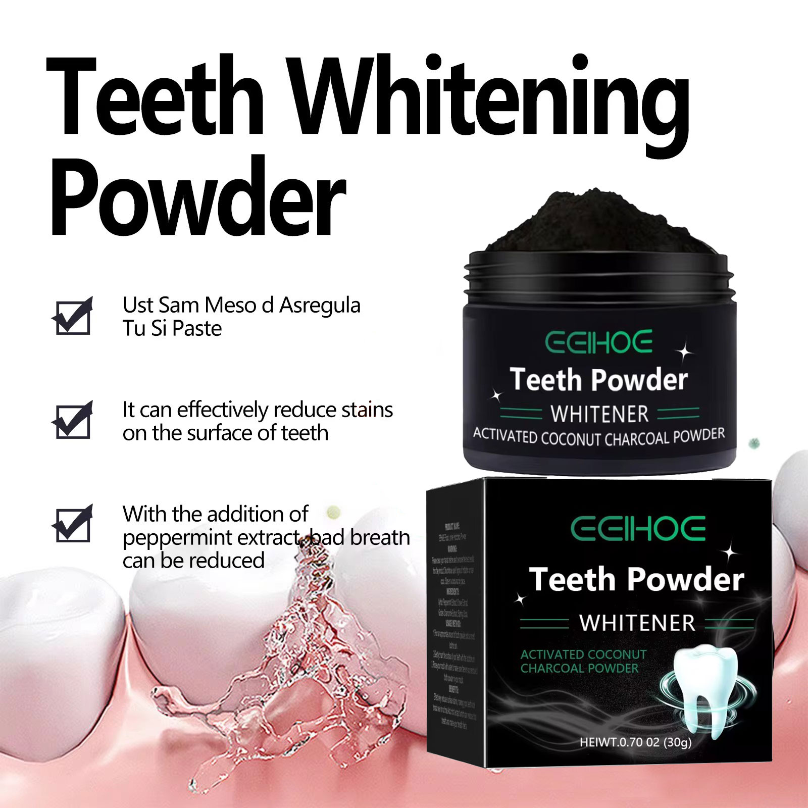 EELHOE Charcoal Powder for Tee - đánh giá và giá Whitening Powder Activated