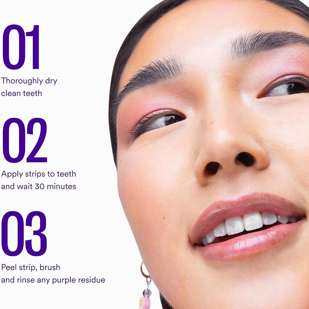 Purple Whitening Tooth Strips  - đánh giá và giá Teeth Whitening Routine